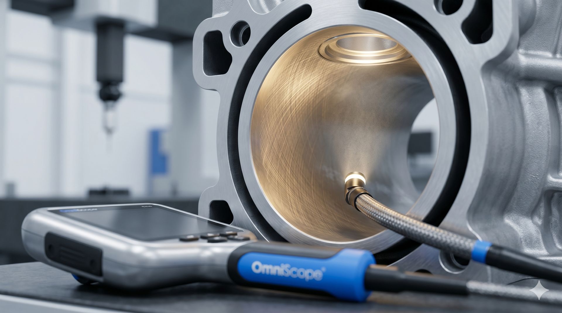 OmniScope industrial borescope deployed in Automotive Manufacturing inspection environment